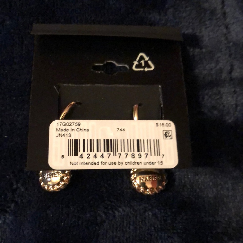 COPY - Napier Gold and Black Teardrop Earrings - Picture 2 of 3